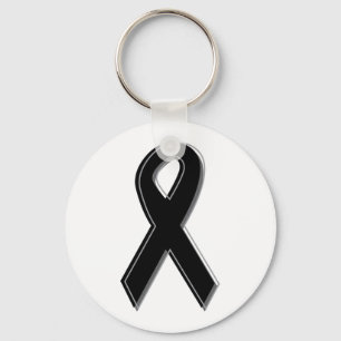 Black Awareness Ribbon Key Ring