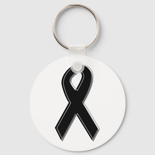 Black Awareness Ribbon Key Ring (Front)