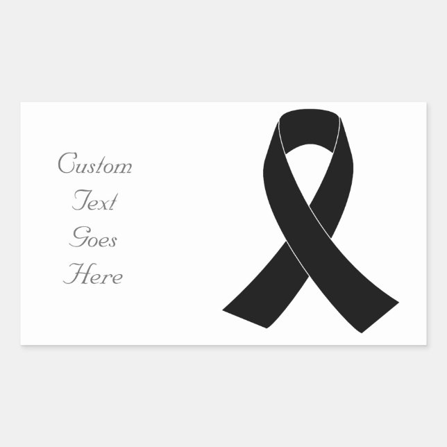 Black Awareness Ribbon Rectangular Sticker (Front)