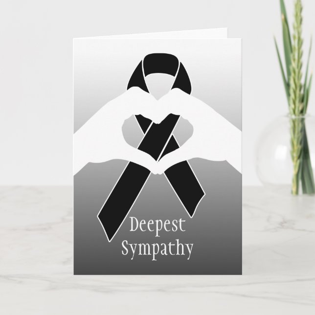 Black Awareness Ribbon + your message Card (Front)