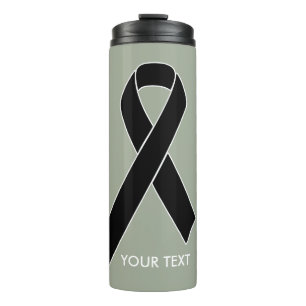 Black Awareness Ribbon + your message Thermal Tumbler