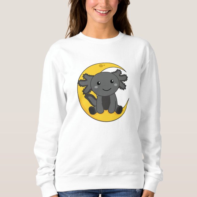 Black Axoltolt On The Moon Good Night Sweatshirt (Front)
