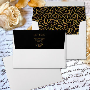 Black Aztek Gold Foliage Wedding Save the Date Envelope