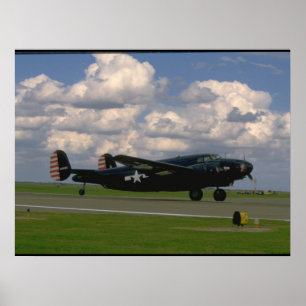 Black B25 Landing. (plane_WWII Planes Poster
