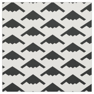 Black B-2 Spirit Stealth Bomber Pattern on White Fabric