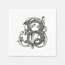 Black "B" Monogram Cocktail Napkins