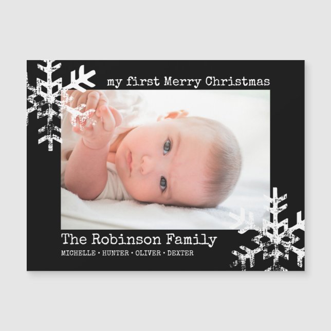 Black Baby 1st Christmas Photo Snowflakes (Front)