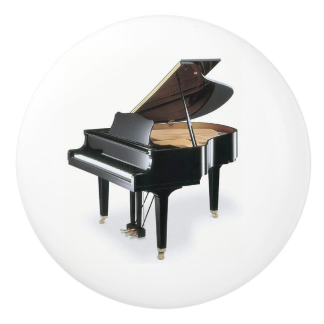 Black Baby Grand Piano Music themed Ceramic Knob (Front)
