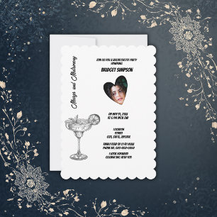 black Bachelorette margs and matrimony Party photo Invitation