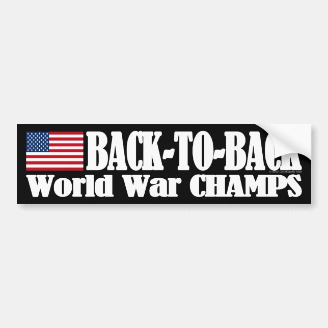 Black Back-To-Back USA Champs Bumper Sticker (Front)