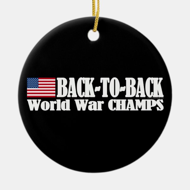 Black Back-To-Back USA Champs Ceramic Tree Decoration (Front)