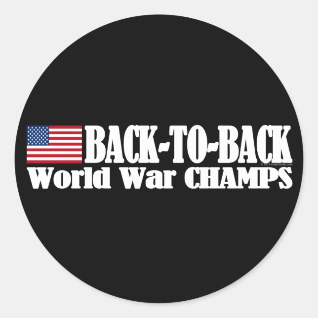 Black Back-To-Back USA Champs Classic Round Sticker (Front)