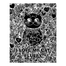 Black Background Abstract Cat Adult Colouring