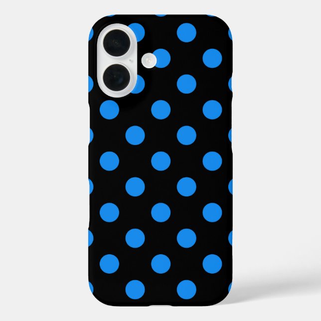 Black Background Blue Polka Dots Case-Mate iPhone Case (Back)