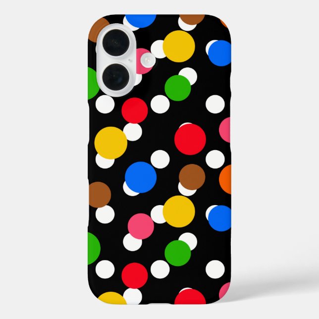 Black Background Colourful Polka Dots Case-Mate iPhone Case (Back)