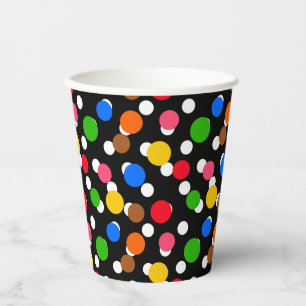 Black Background Colourful Polka Dots Paper Cups