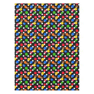 Black Background Colourful Polka Dots Tablecloth