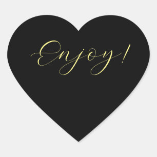 Black Background Enjoy Heart Sticker