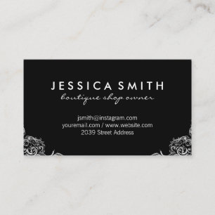 Black Background Fancy Corners Business Card