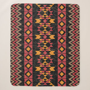 Black Background, Geometric Modern Pattern. Sherpa Blanket