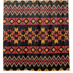Black Background, Geometric Modern Pattern. Shower Curtain