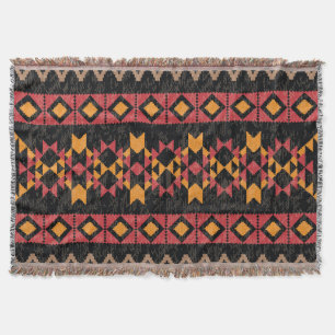 Black Background, Geometric Modern Pattern. Throw Blanket