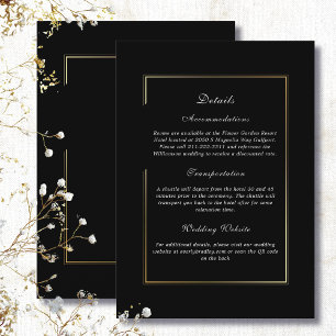 Black Background Gold Frame Detail Enclosure Invitation