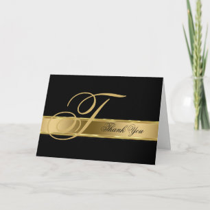 Black Background Gold Stripe- Thank You Card