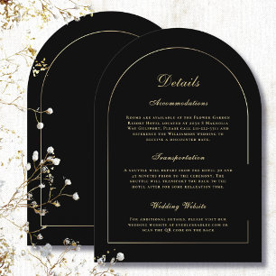 Black Background Minimal Gold Arch Details Wedding Invitation