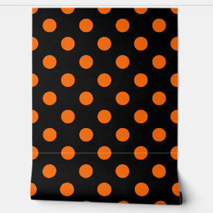 Black Background Orange Polka Dots Wallpaper