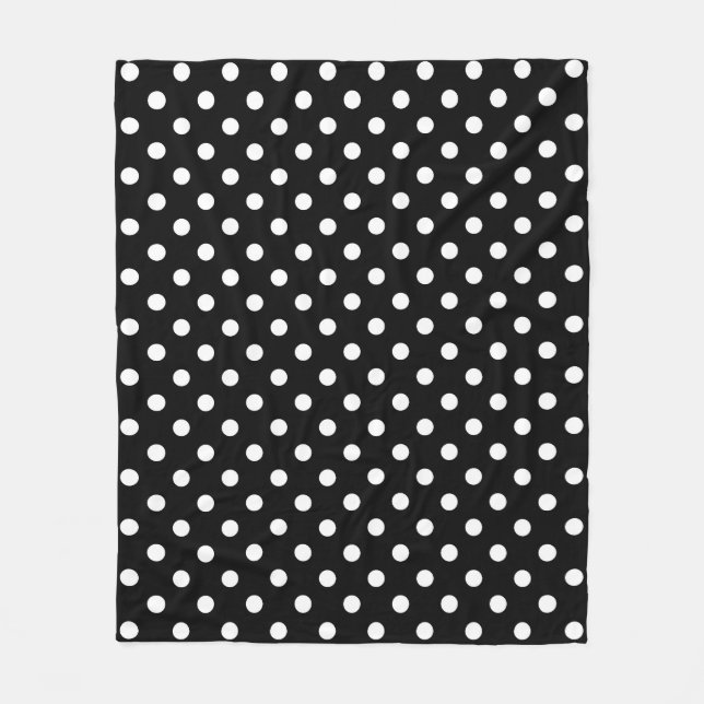 Black Background Polka Dots Fleece Blanket (Front)
