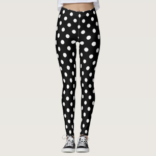 Black Background Polka Dots Leggings
