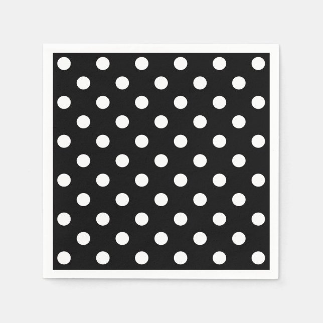 Black Background Polka Dots Napkin (Front)