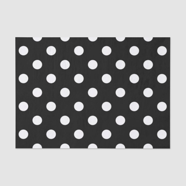 Black Background Polka Dots Tissue Paper (Front)