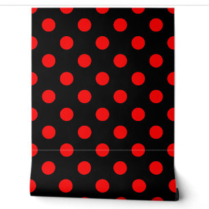 Black Background Red Polka Dots Wallpaper