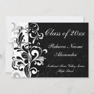 Black Background Scroll Graduation Announcement