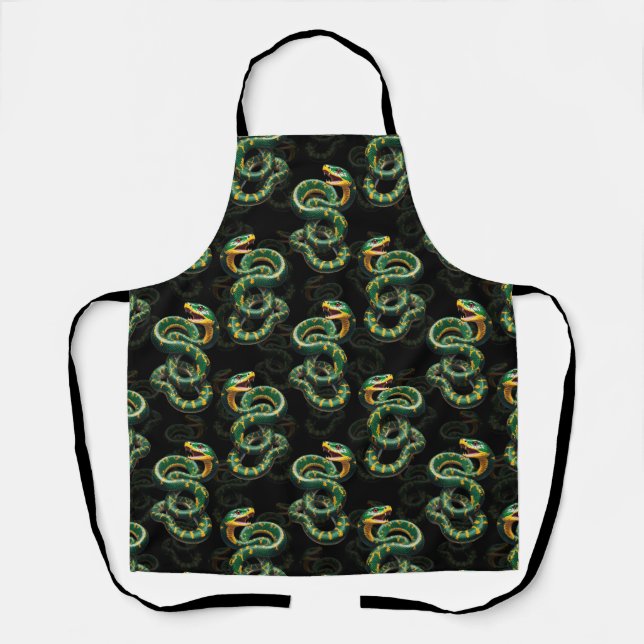 Black Background Snake Pattern Design  Apron (Front)