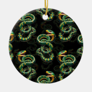 Black Background Snake Pattern Design  Ceramic Tree Decoration