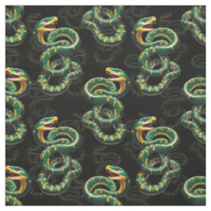 Black Background Snake Pattern Design Fabric
