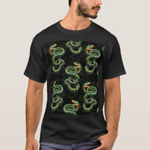 Black Background Snake Pattern Design T-Shirt