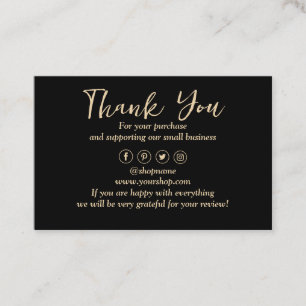 Black Background Thank You  Business Card