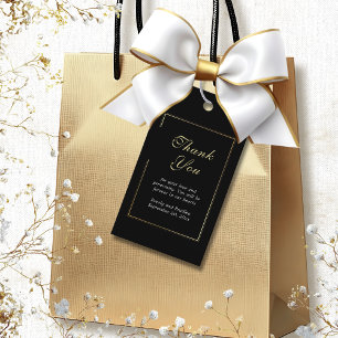 Black Background White Elegant Script Thank You  Gift Tags