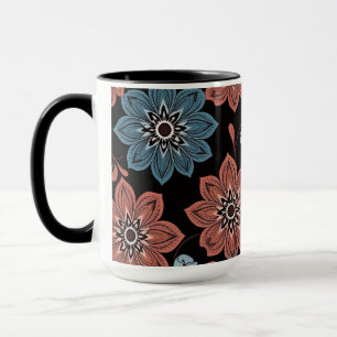 Black Background With Flowers Mug