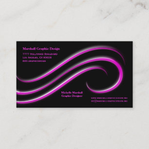 Black Background With Magenta Bevel Swirls Business Card