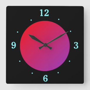 Black Background with Red/Pink Moon> Wall Clock