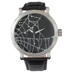 Black Backgrund Spider Web Graphic Silhouette Watch
