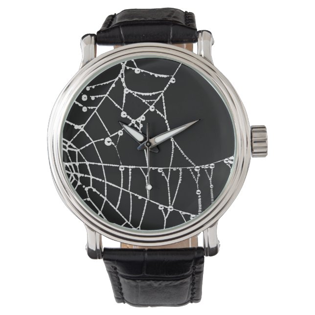 Black Backgrund Spider Web Graphic Silhouette Watch (Front)