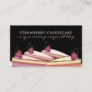Black Bake Cake Sweet Strawberry Pastry Business Card