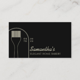 Black Bakery Pastry Cake Decors Wedding Catering Business Card