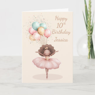 Black Ballerina 10th Birthday Card